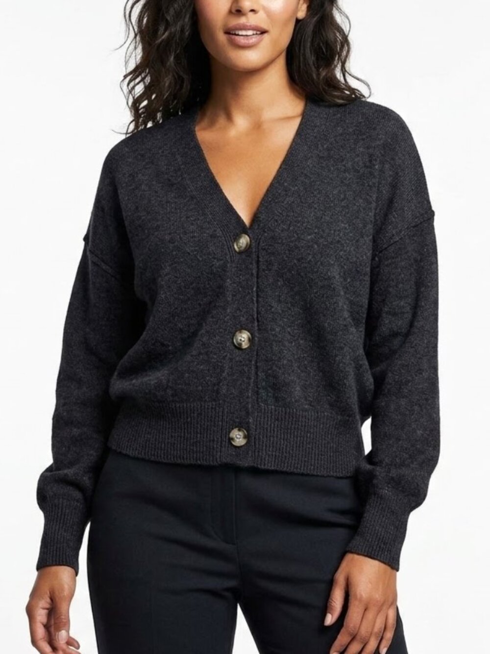Double Zero Women's Black Button Oversized V-Neck Cardigan Size Large Layers